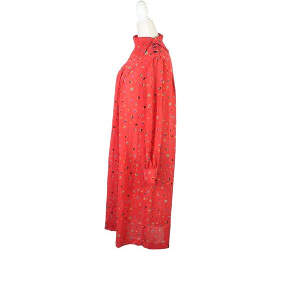 Vintage 70s Ma Mere Red Abstract Dot Print Loose Flowy Midi Dress 8 - Picture 3 of 7